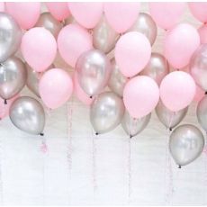 Ballong Bukett Pastell Rosa/Silver Metallic. 30 Pack