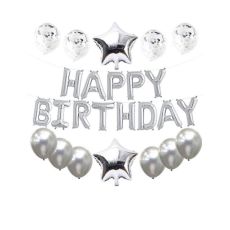 Happy Birthday Ballong set i Silver.