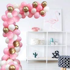 DIY Ballongbåge - Pastell Rosa/Guld Chrome. 50 Delar