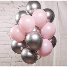 Ballong Bukett I Rosa/Silver Chrome. 20 Delar