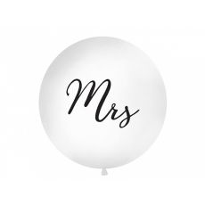 Giant Ballong I Vit med Tryck Mrs. 1 styck. 1M.