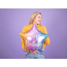 Happy Birthday Stjärna Folie Ballong - Mix.