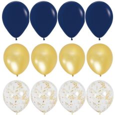 Ballong Bukett i Marinblå/Guld. 15 Pack