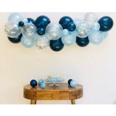 DIY Ballongbåge i Blå/Silver konfetti. 30 Delar