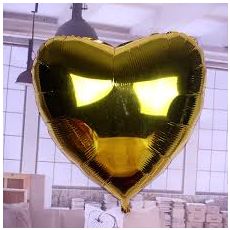 Stort Hjärta Guld Folieballong. 91cm