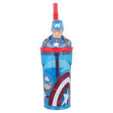 Captain America Mugg med Sugrör och 3D-figur 360ml Marvel