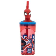 Spiderman Mugg med Sugrör och 3D-figur 360ml Marvel