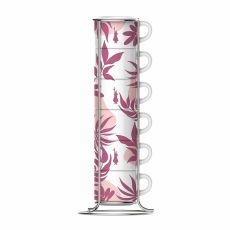 Set med 6 kaffekoppar Bialetti 29596 Vit Rosa Porslin 90 ml (6 antal)