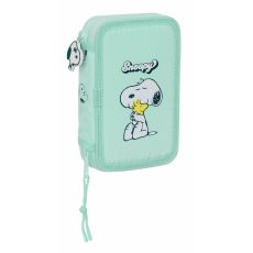 Dubbelt pennfodral Snoopy Groovy Aquamarine 12.5 x 19.5 x 4 cm 28 Delar