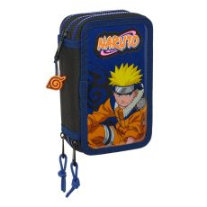 Trippel pennfodral Naruto Ninja Blå Svart 12,5 x 19,5 x 5,5 cm 36 Delar