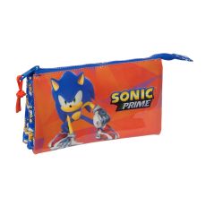 Tredubbel Carry-all Sonic Prime Blå 22 x 12 x 3 cm