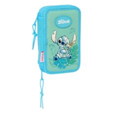 Dubbelt pennfodral Lilo & Stitch Aloha Turkos 12.5 x 19.5 x 4 cm 28 Delar