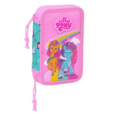 Dubbelt pennfodral My Little Pony Magic Rosa Turkos 12.5 x 19.5 x 4 cm 28 Delar