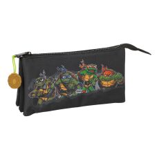 Tredubbel Carry-all Teenage Mutant Ninja Turtles Svart Grå 22 x 12 x 3 cm