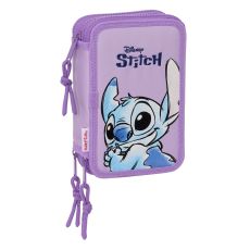 Trippel pennfodral Lilo & Stitch Sweet Blå Lila 12,5 x 19,5 x 5,5 cm 36 Delar