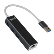 USB-HUB iggual IGG319260 Svart Grå