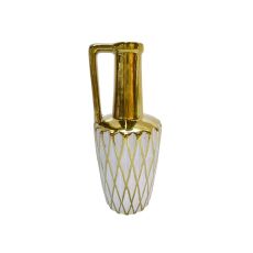 Vas Romimex Vit/Guld Keramik 13 x 30 x 13 cm