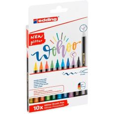 Tuschpennor Edding 1340 Glitter Brush Multicolour 10 Delar