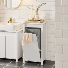Badrumsskåp med tvättkorg och lådor Förvaringsmöbel badrum BZR100-W