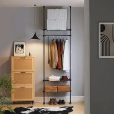 Klädställning Öppen garderob Garderobssystem,svart, Längd 52-80 cm Höjd 233-300 cm KLS07-SCH