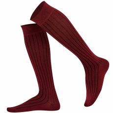 Vinröd ribbad knästrumpa - MySocks