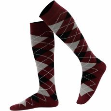 Vinröd argyle knästrumpa - MySocks