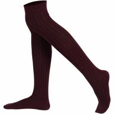 "Over the knee" knästrumpa Vinröd ribbad - MySocks