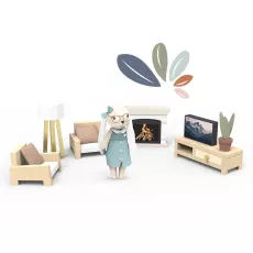 Dockhus vardagsrum - Doll House Living room + 1 Character