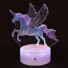3D Led-Lampa Unicorn med Fjärrkontroll