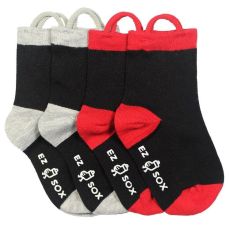 Ezsox barnstrumpor -Svart/röd/grå 2-pack (19-22)