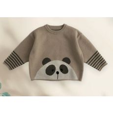 Stickad tröja beige panda 12mån-6år