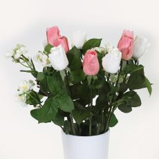 Rosbukett vit och rosa Love med vit Jasmin