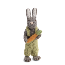 Grey Bunny with Green Pants and Carrot