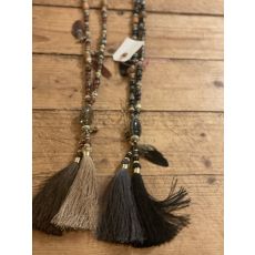 Boho tassel halsband brun