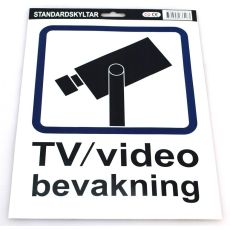 Stickers TV/Videobevakning A4 kamera