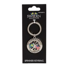 Nyckelring Souvenir Spinner Flagga Sverige USA