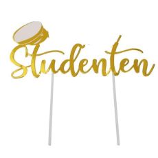 Dekoration Student Tårta Guld 5-pack