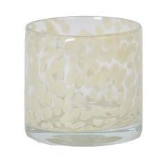 Ljushållare Beige Mönstrad Glas 8x8 cm