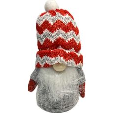 Tomte Luva Röd/Grå zickzack 13 cm