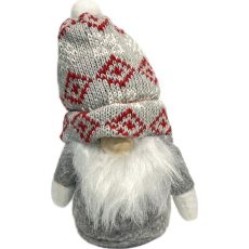 Tomte Luva Grå/Röd mönstrad 13 cm