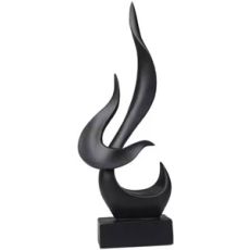 Abstract sculpture decorative black flame statue, bedroom living room decoration modern art resin figures, desk shelf home room decoration