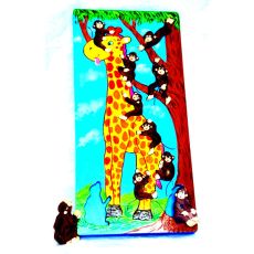 Räknepussel i trä 1-10 , Giraff med apor
