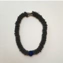 Halsband med stålfjäder blå kula